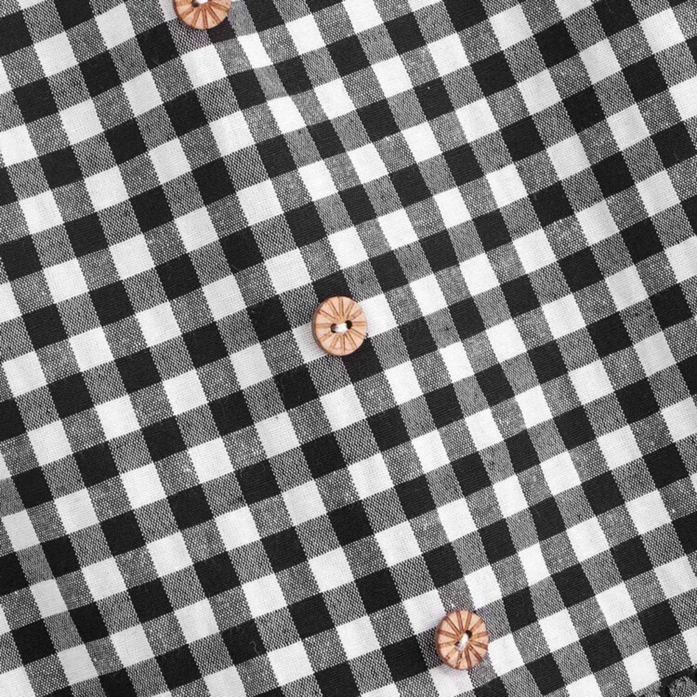 SHEIN Button Front Plaid Smocked Top in size 6 medium - Picture 4 of 11